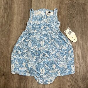 New‎ Disney Cruise Castaway Cay Girls Dress w/ Bloomer Size 6 Months Blue White
